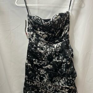 Elegant Black and White Floral Dress